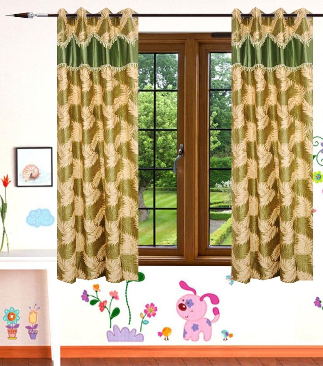 HomeeHub Polyester Multicolor Self Design Eyelet Window Curtain