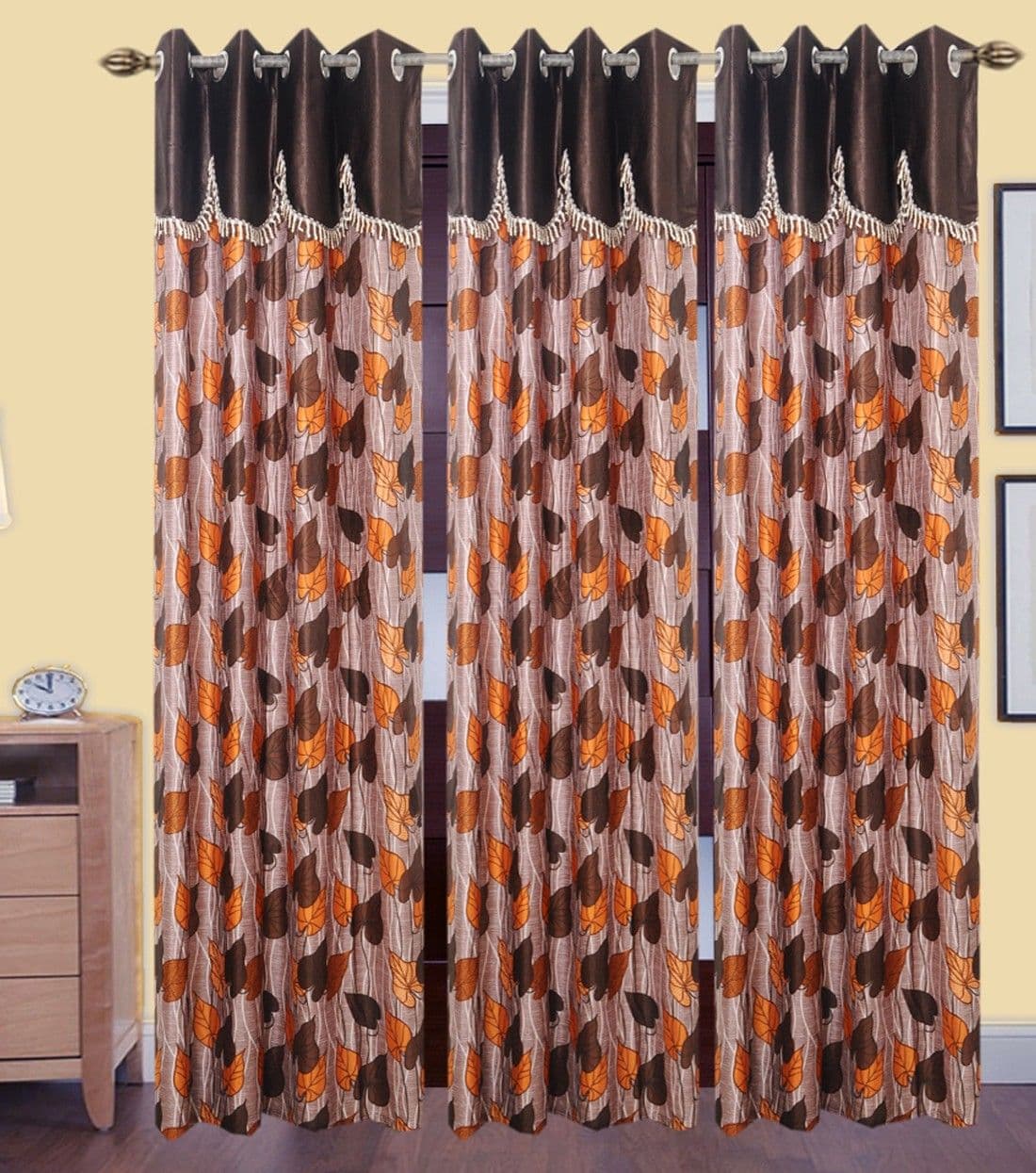 HomeeHub Polyester Multicolor Self Design Eyelet Door Curtain