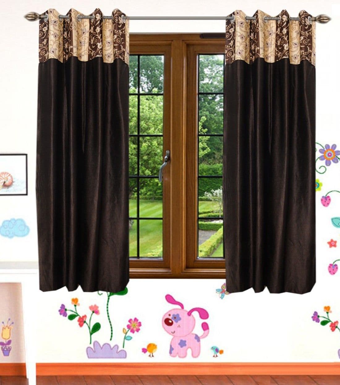 HomeeHub Polyester Multicolor Self Design Eyelet Window Curtain