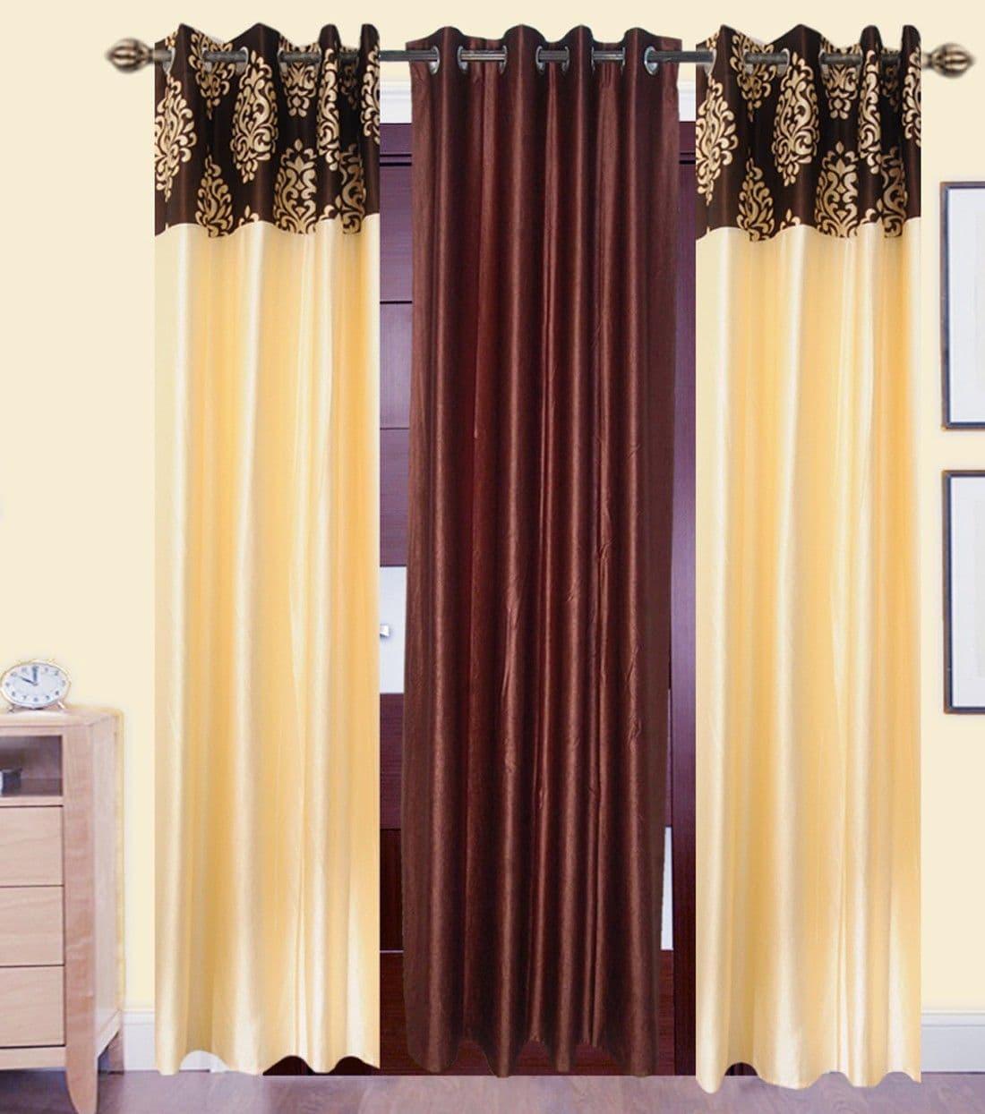HomeeHub Polyester Multicolor Self Design Eyelet Door Curtain