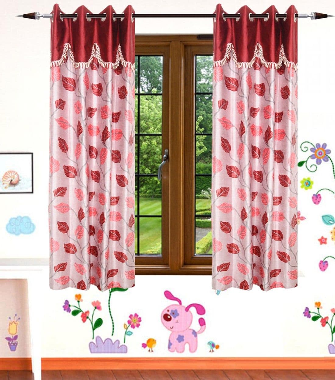 HomeeHub Polyester Multicolor Self Design Eyelet Window Curtain