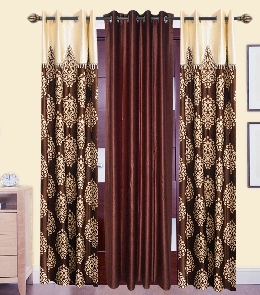 HomeeHub Polyester Multicolor Self Design Eyelet Door Curtain