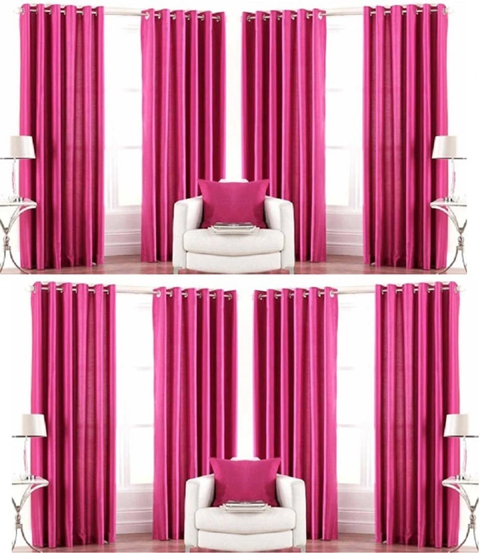 Galaxy Decorations Polyester Pink Plain Eyelet Door Curtain