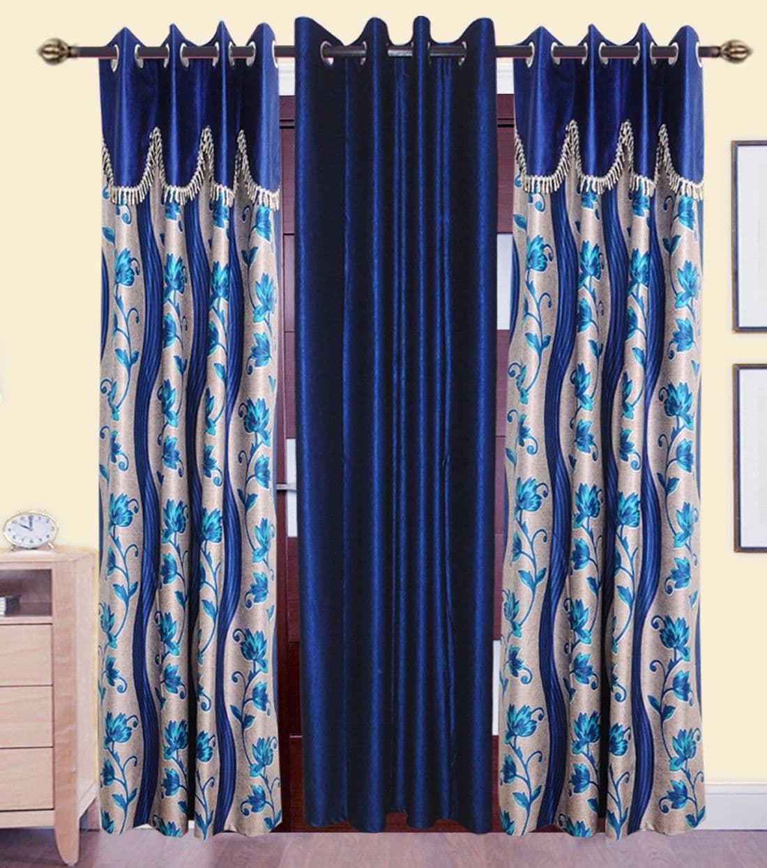 HomeeHub Polyester Multicolor Self Design Eyelet Door Curtain