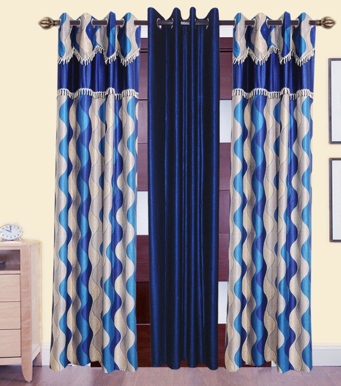 HomeeHub Polyester Multicolor Self Design Eyelet Door Curtain