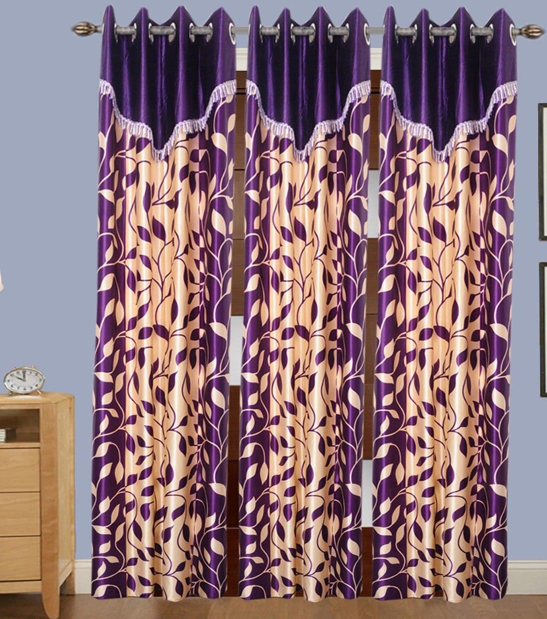 HomeeHub Polyester Multicolor Self Design Eyelet Door Curtain