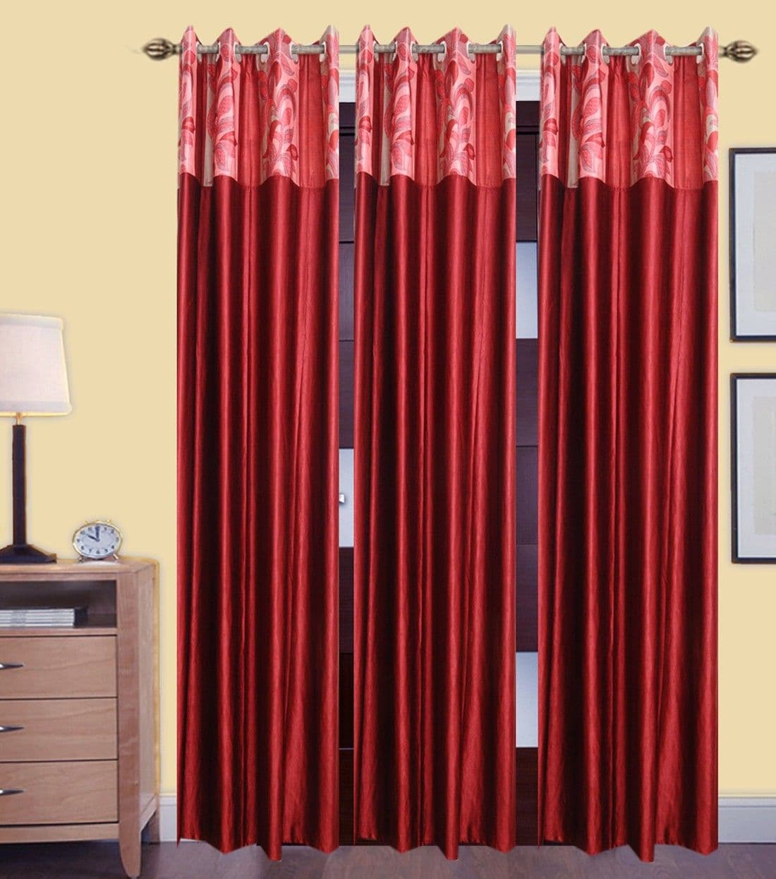 HomeeHub Polyester Multicolor Self Design Eyelet Door Curtain