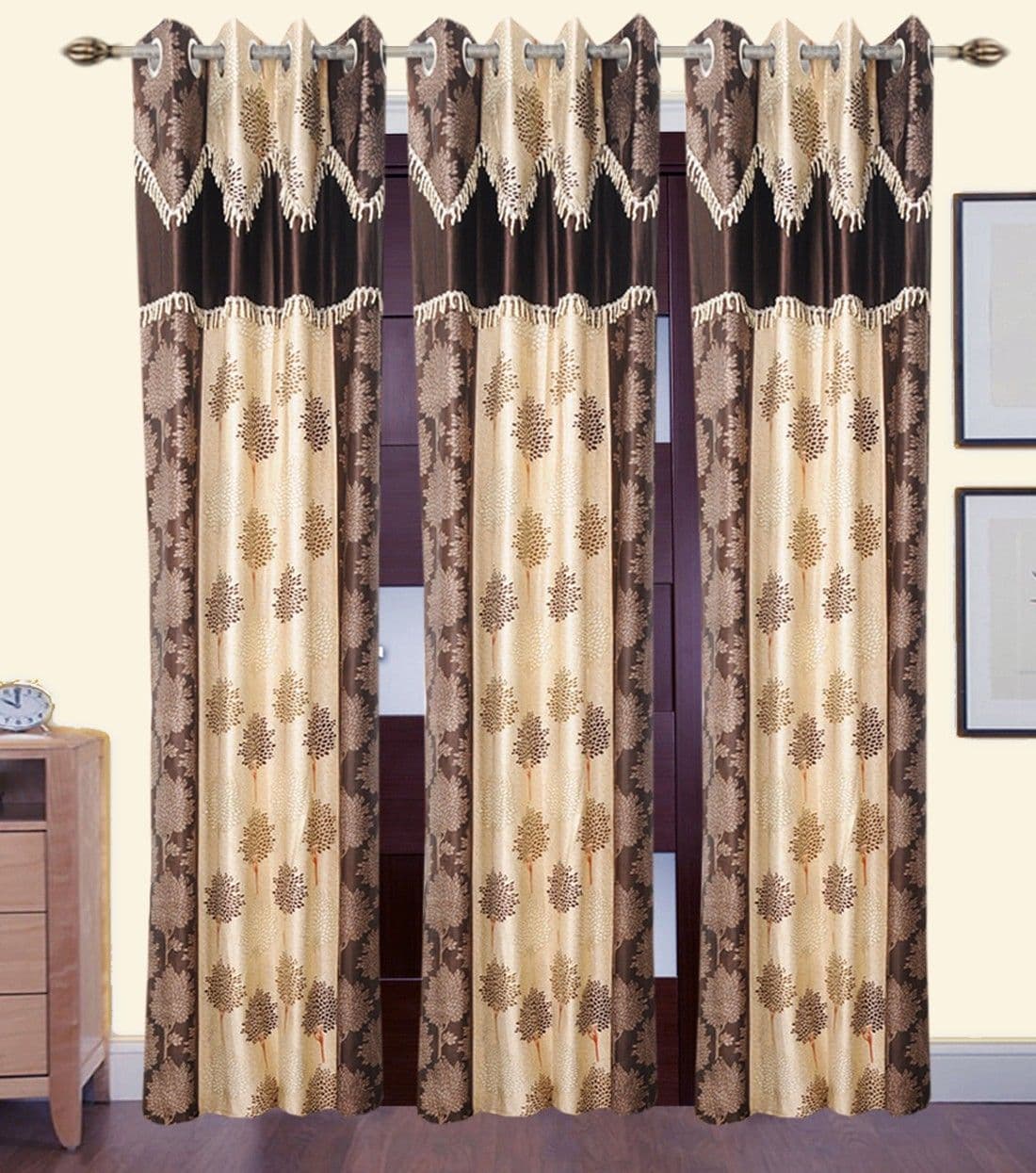 HomeeHub Polyester Multicolor Self Design Eyelet Door Curtain