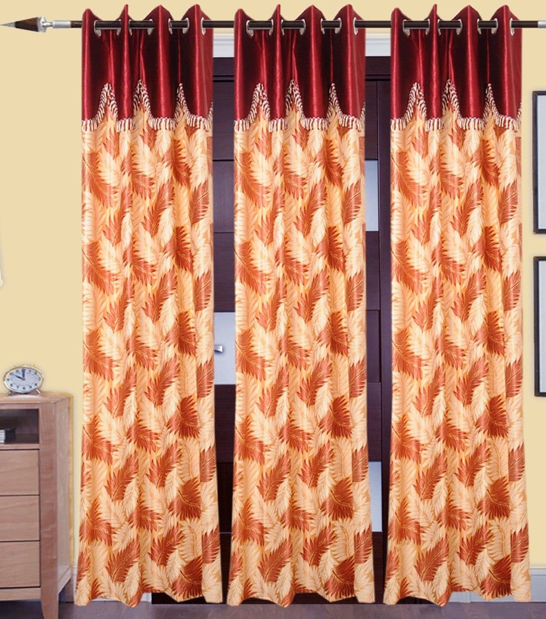 HomeeHub Polyester Multicolor Self Design Eyelet Door Curtain