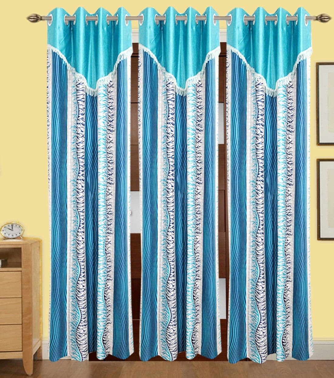 HomeeHub Polyester Multicolor Self Design Eyelet Door Curtain
