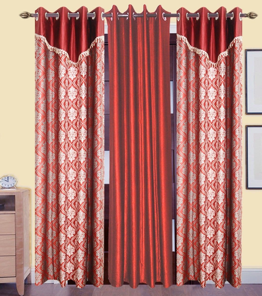 HomeeHub Polyester Multicolor Self Design Eyelet Door Curtain