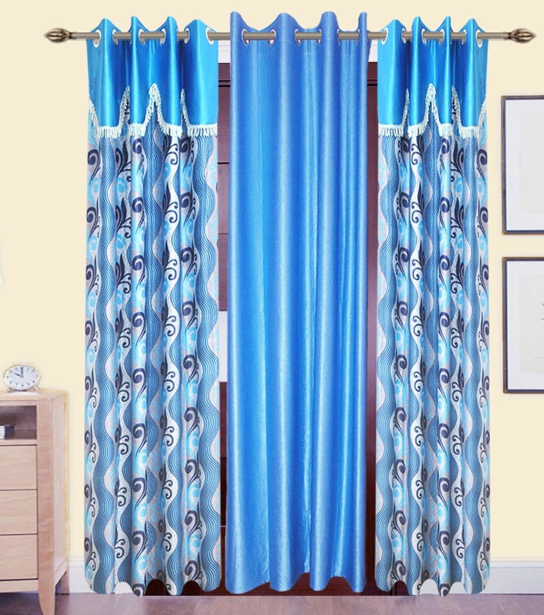 HomeeHub Polyester Multicolor Self Design Eyelet Door Curtain