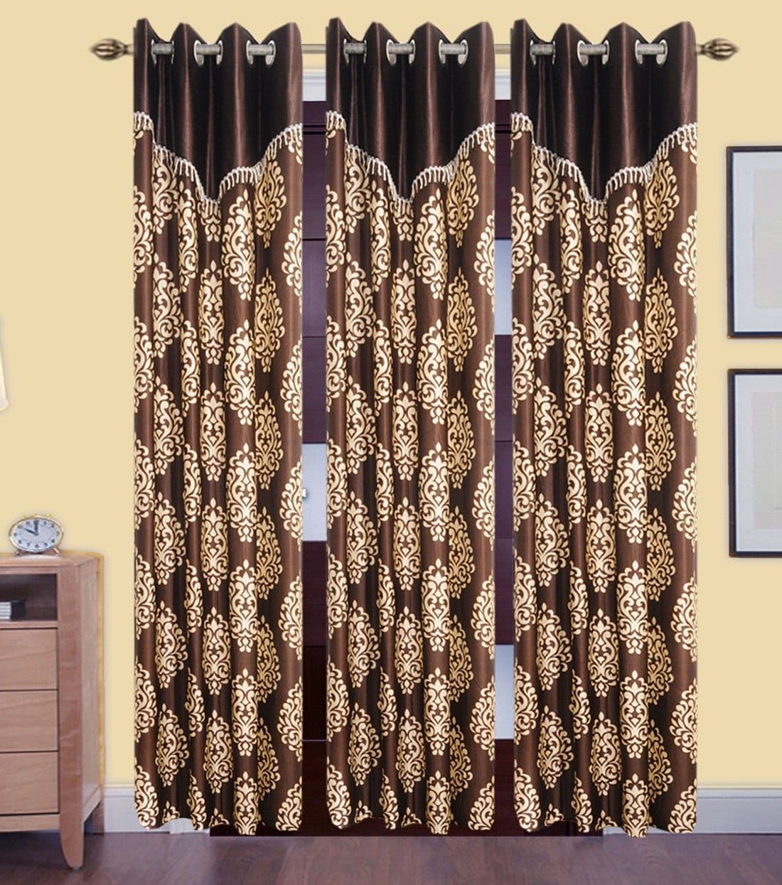 HomeeHub Polyester Multicolor Self Design Eyelet Door Curtain
