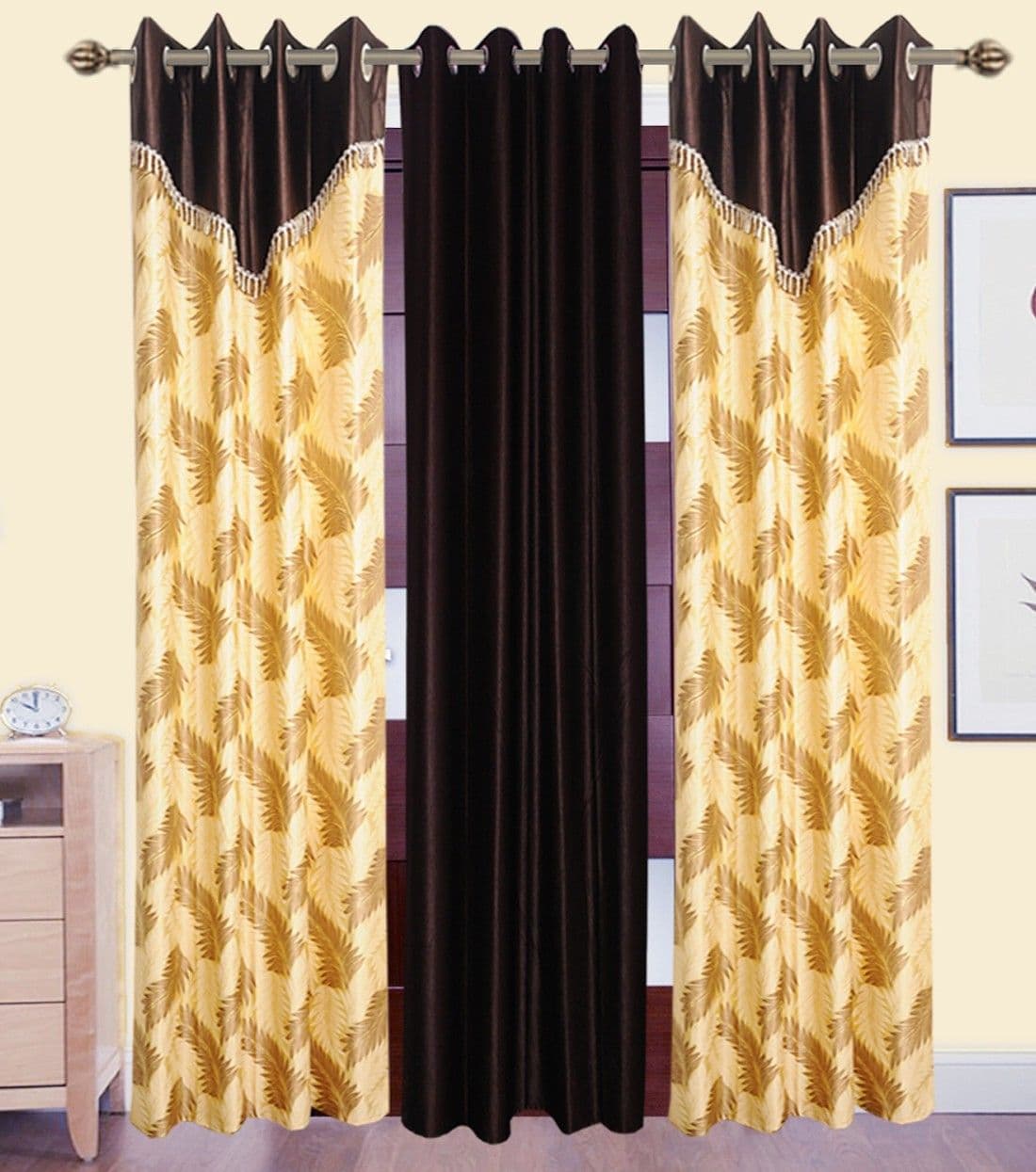 HomeeHub Polyester Multicolor Self Design Eyelet Door Curtain