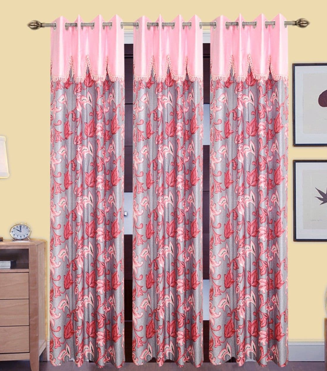 HomeeHub Polyester Multicolor Self Design Eyelet Door Curtain
