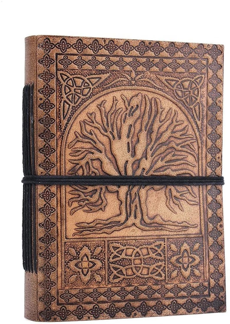 Store Indya Hand Crafted Embossed Leather Diary with Celtic Patterns Regular Journal Hard Bound