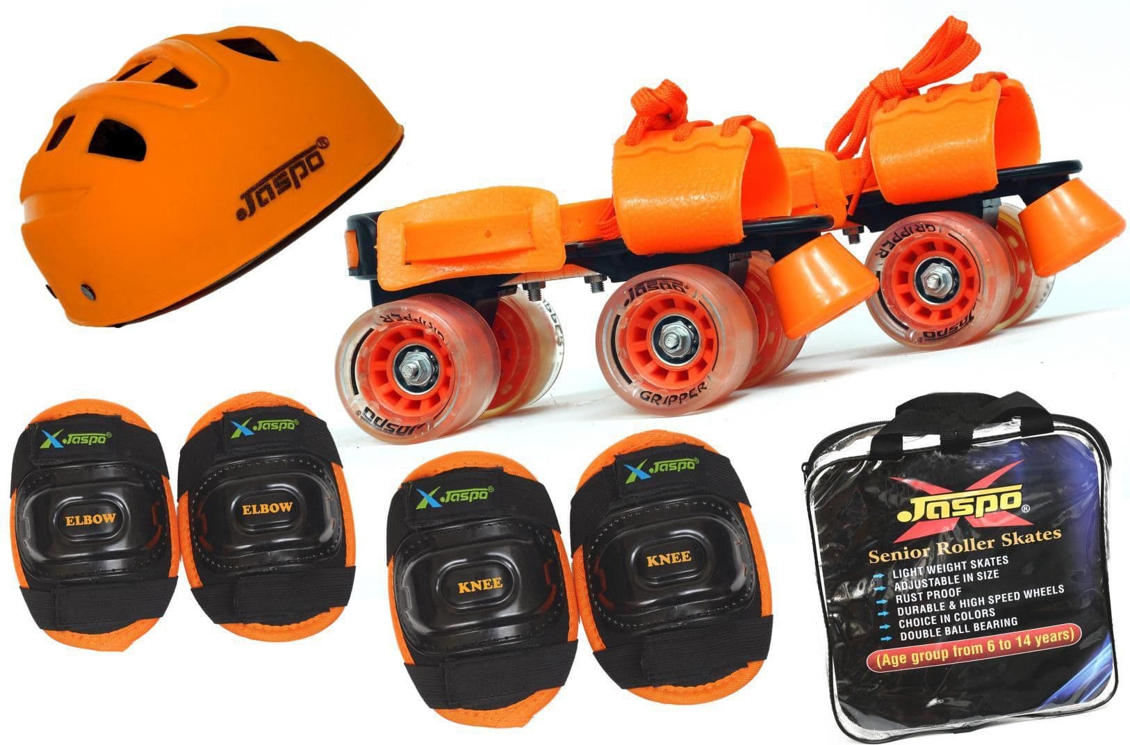 JASPO Thunder Intact Superior Senior Skates Combo (skates+helmet+knee+elbow+bag)suitable for age upto 6 to 14 years Skating Kit