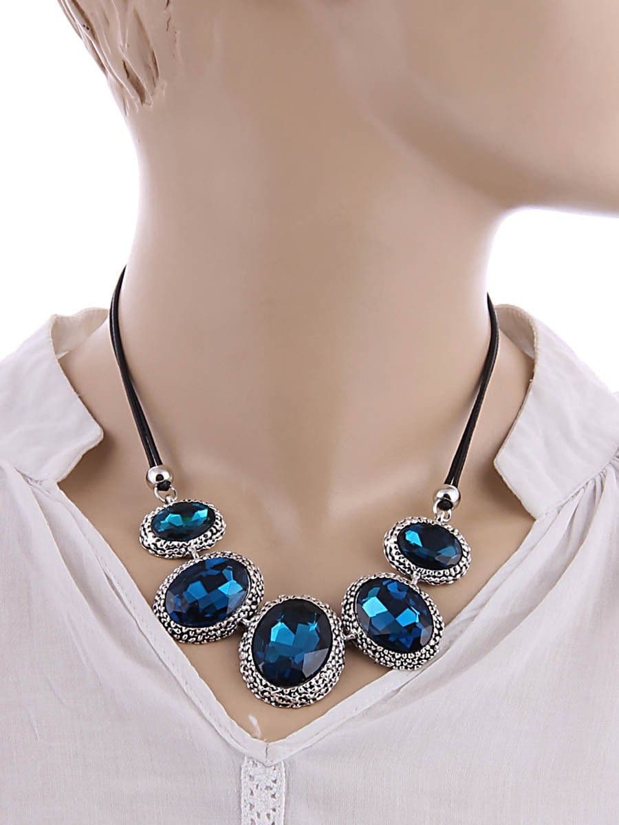 JEWELIZER Statement Crystal Silver Plated Alloy Necklace