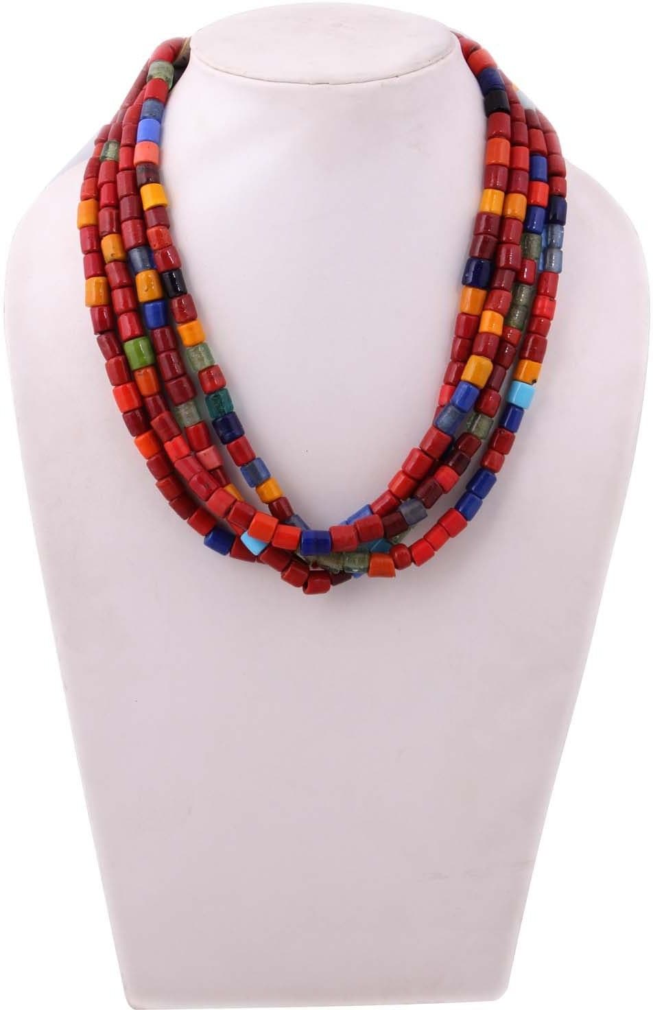 Indian Charm Multicolor Beads Glass Necklace