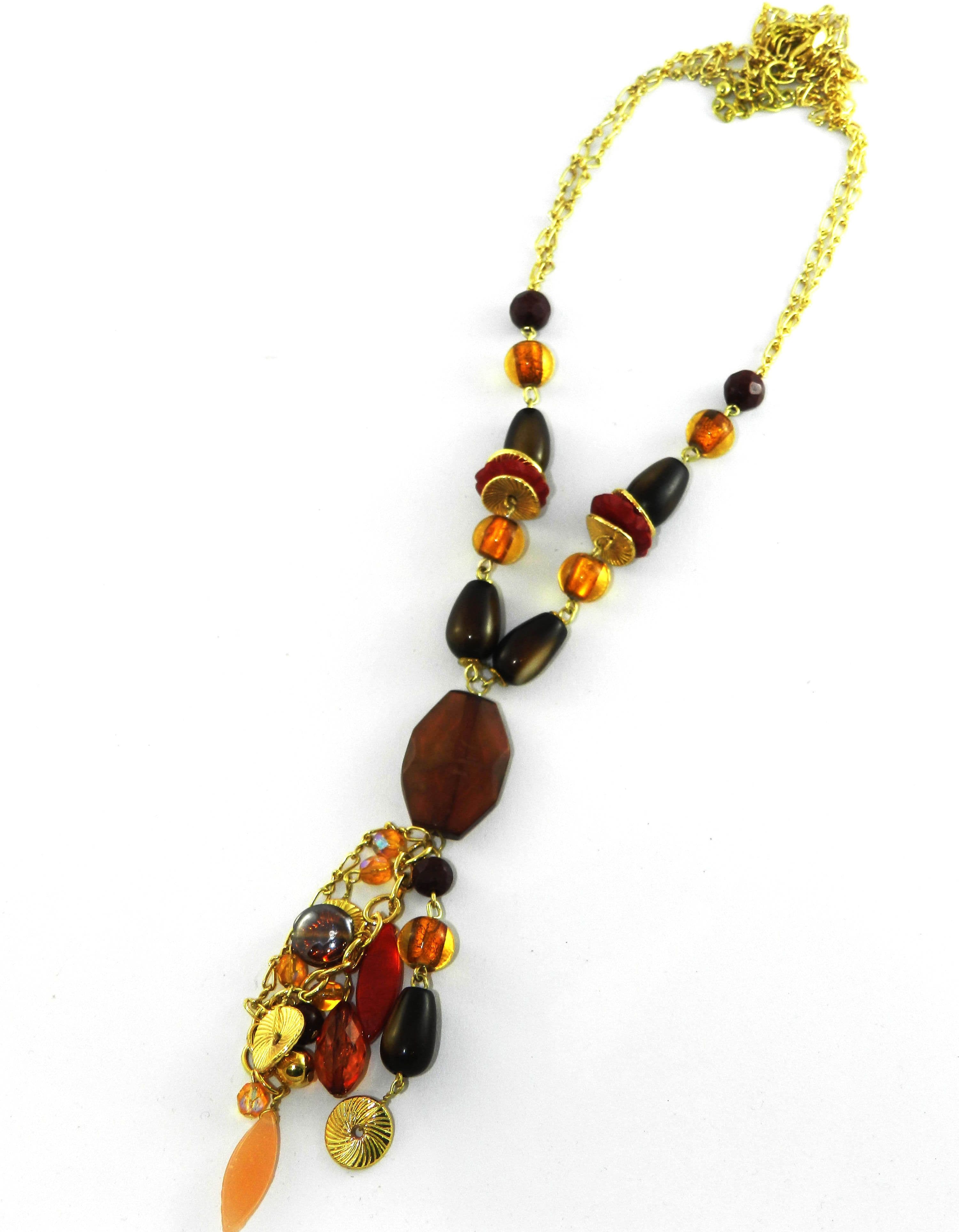 Junk Beaded Tussell Metal Necklace