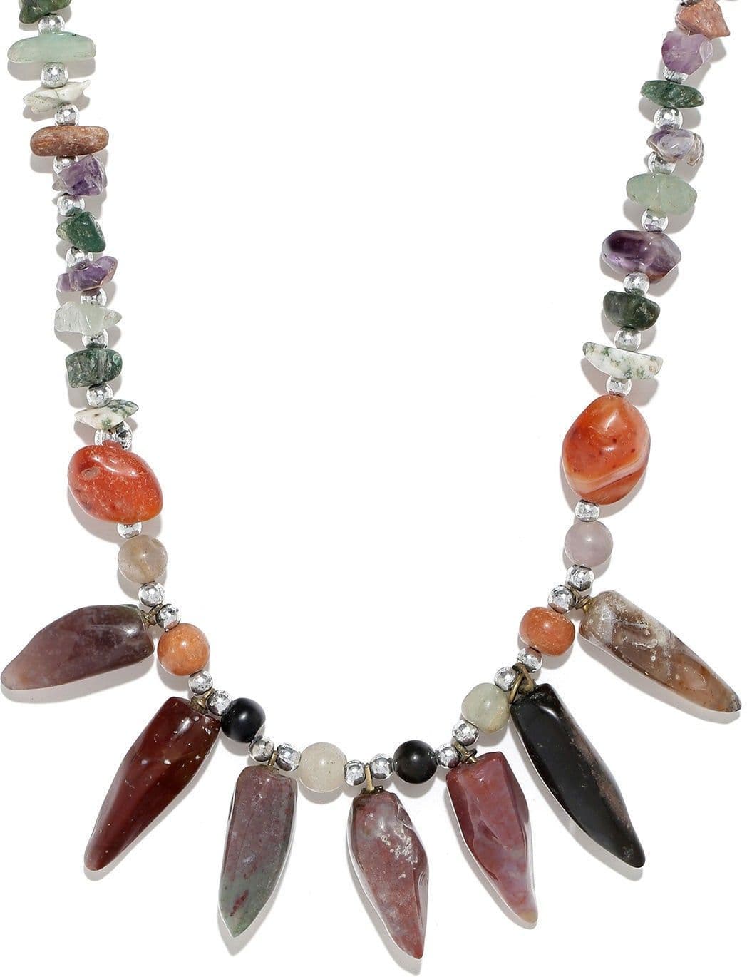 Hi Look Natural Semi Precious Stone Agate Alloy Necklace