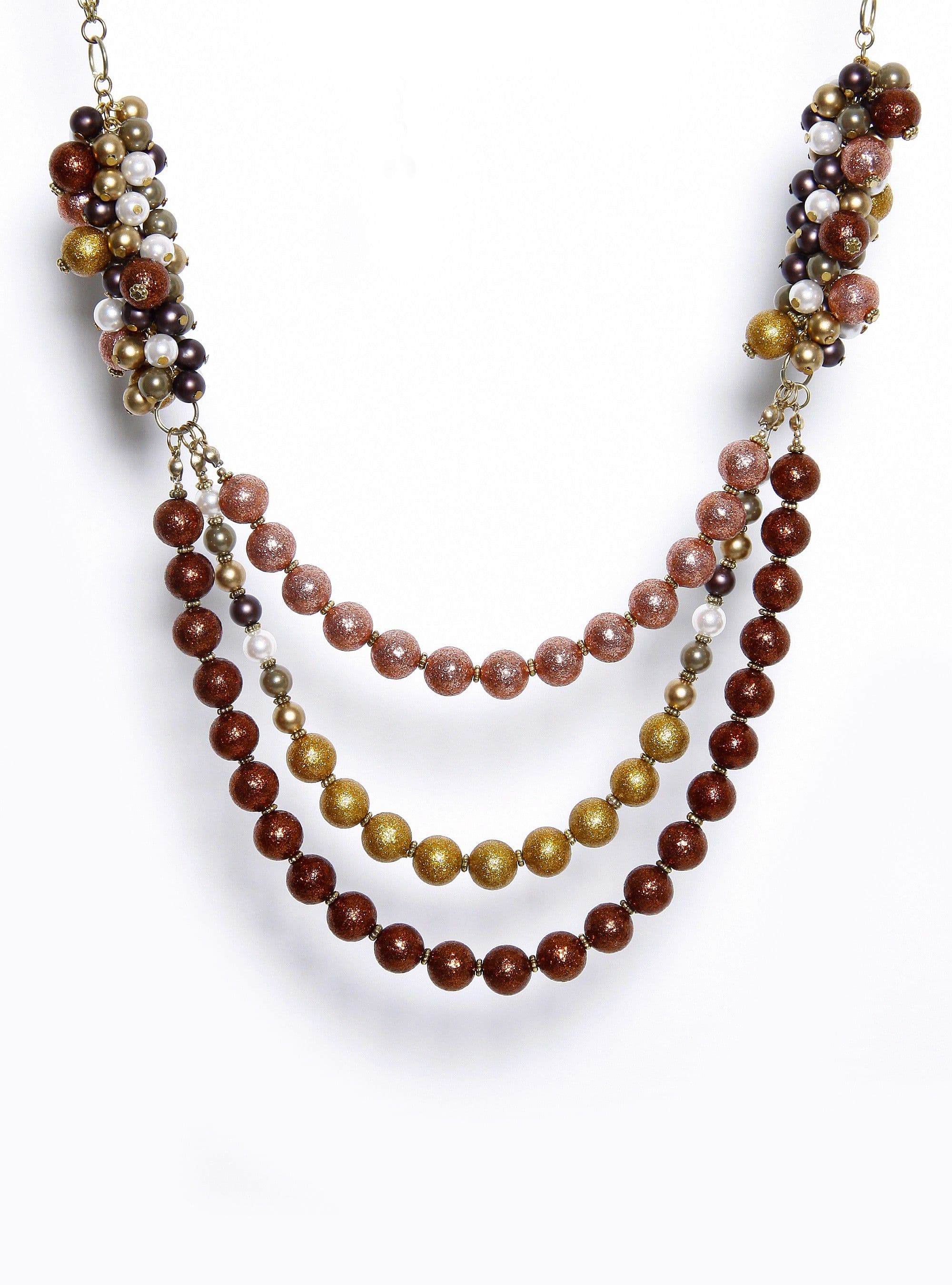 Galz4ever Three String multi pearl Alloy Necklace