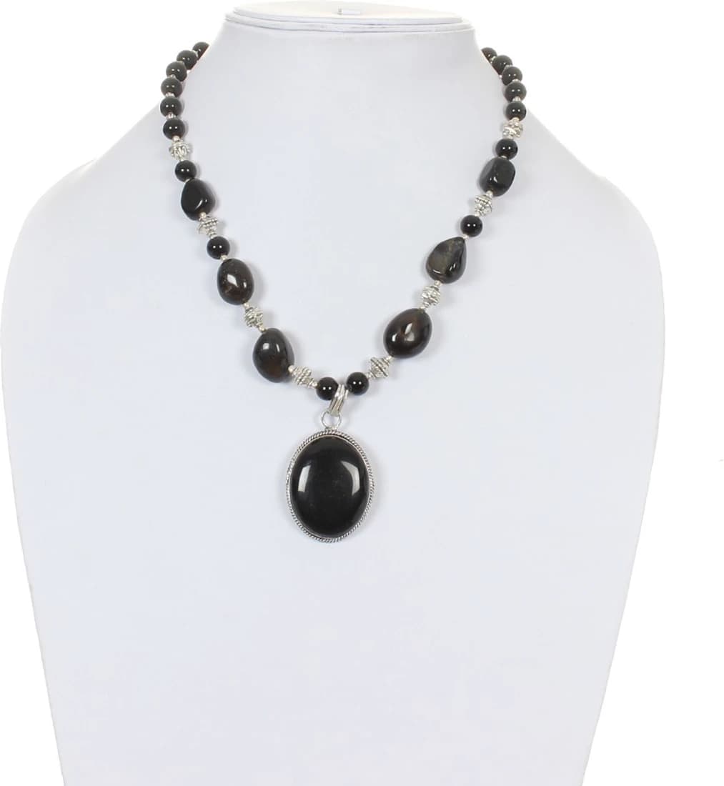 Aaradhi Divya Mantra Black Tourmaline Gemstone Wellness Tourmaline Stone Necklace
