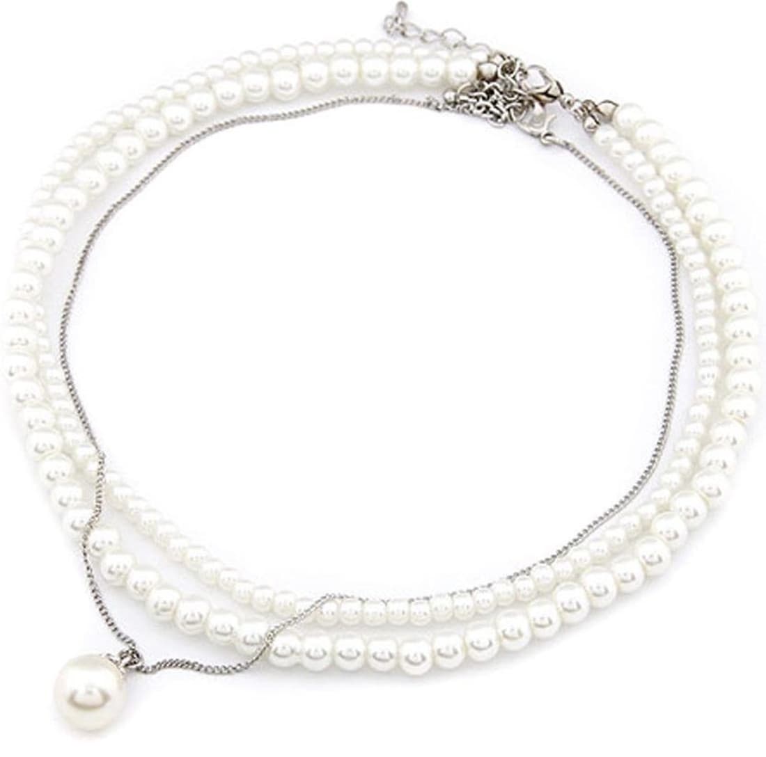 Jewel Touch Birthing White Multlayer Alloy Necklace