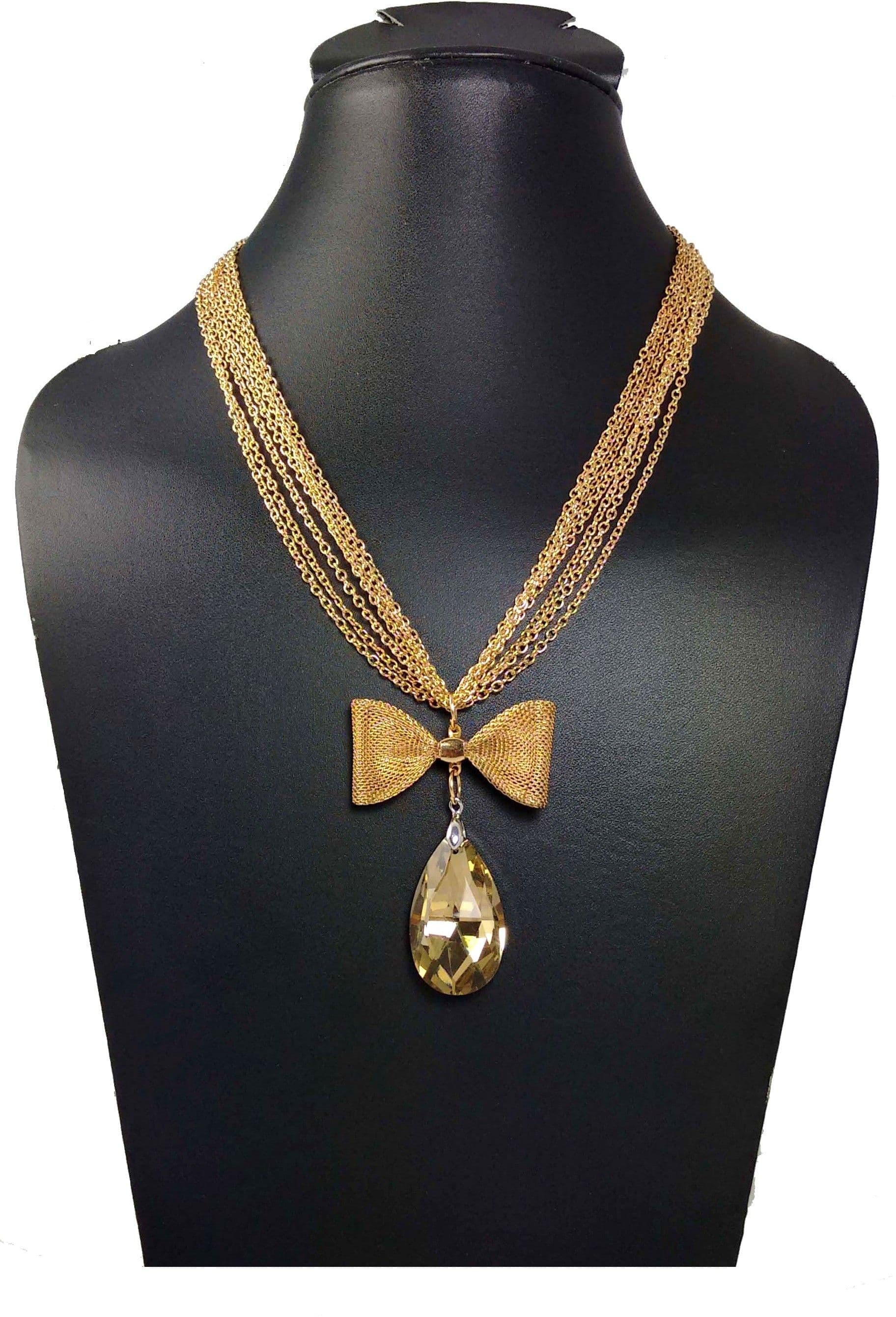 Hotpiper Beautiful Golden Crystal Yellow Gold Plated Acrylic Necklace