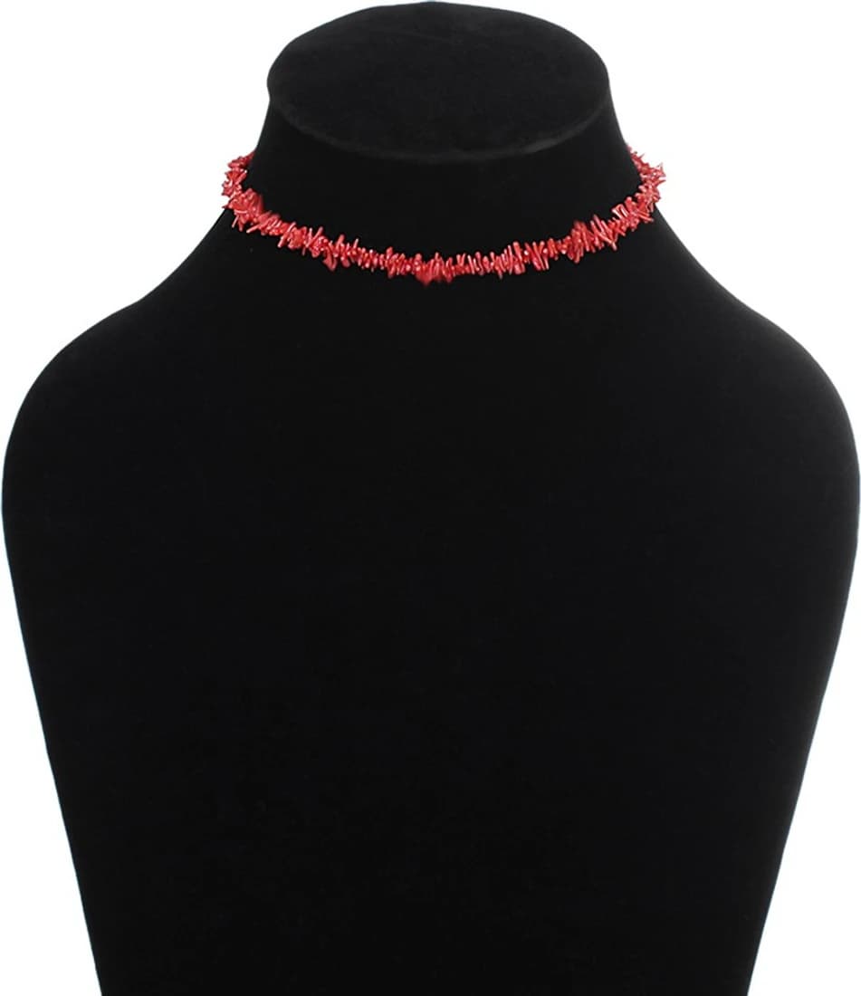 Aaradhi Divya Mantra Red Jasper Chip Gemstone Courage Stone Necklace