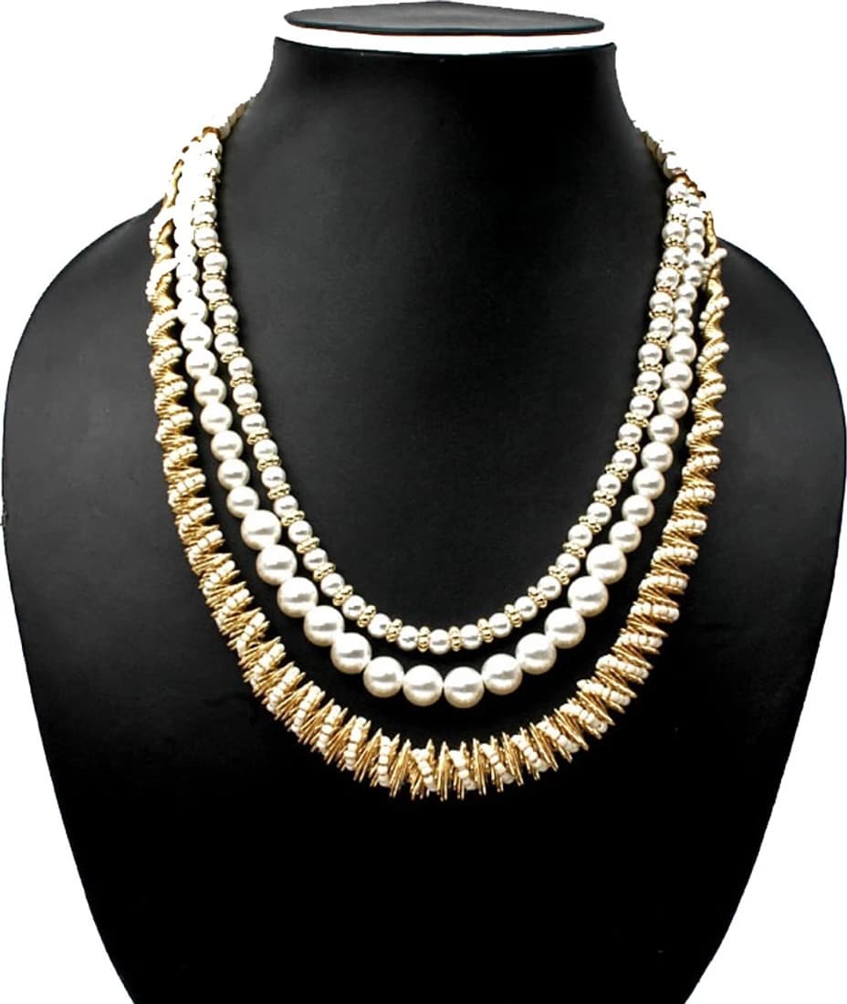 Joyeria Milan Combo Of Pearl And Bead Resin Necklace