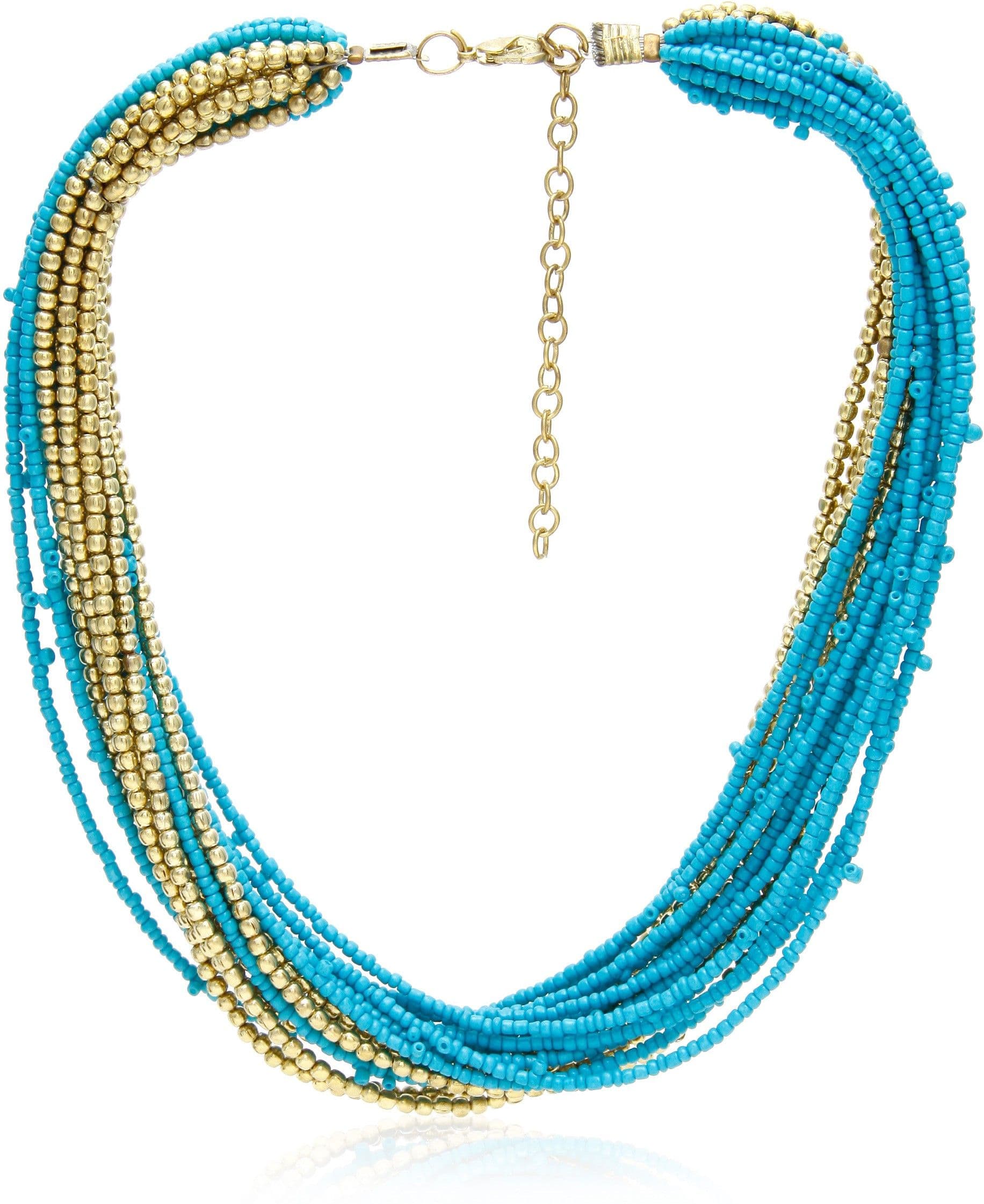 Galz4ever Tarq & Brown Seed Bead Alloy Necklace