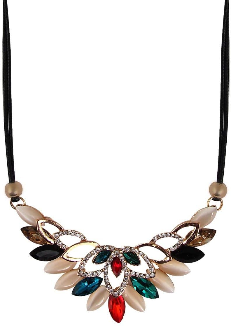 Jewelizer Statement Crystal Yellow Gold Plated Alloy Necklace