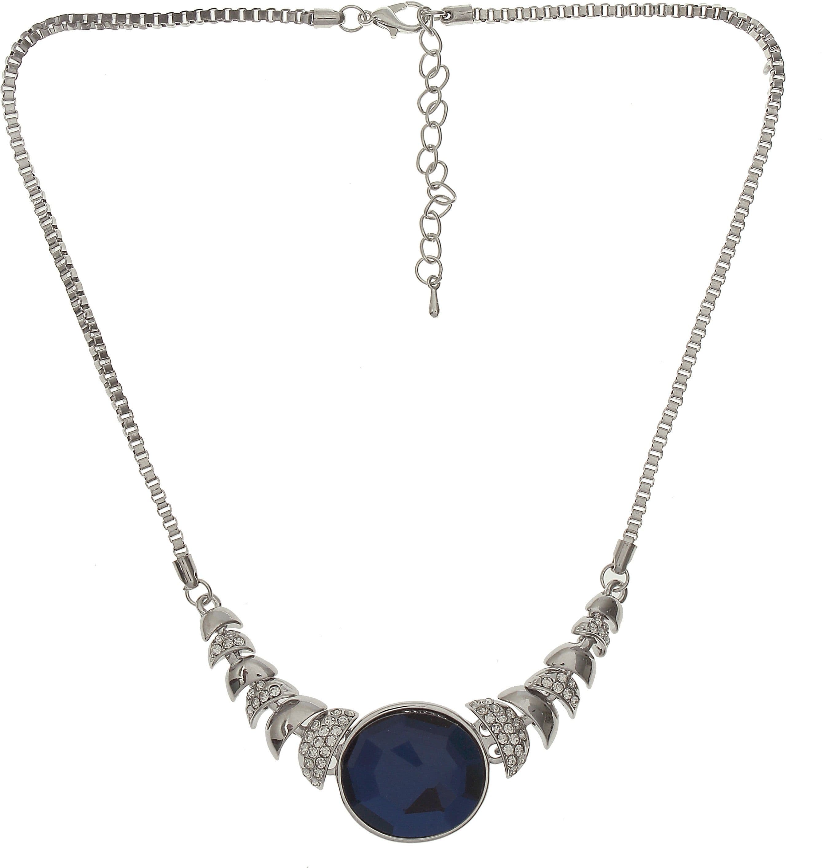 Jewel Touch Bright Sapphire Scale Shape Design Alloy Necklace