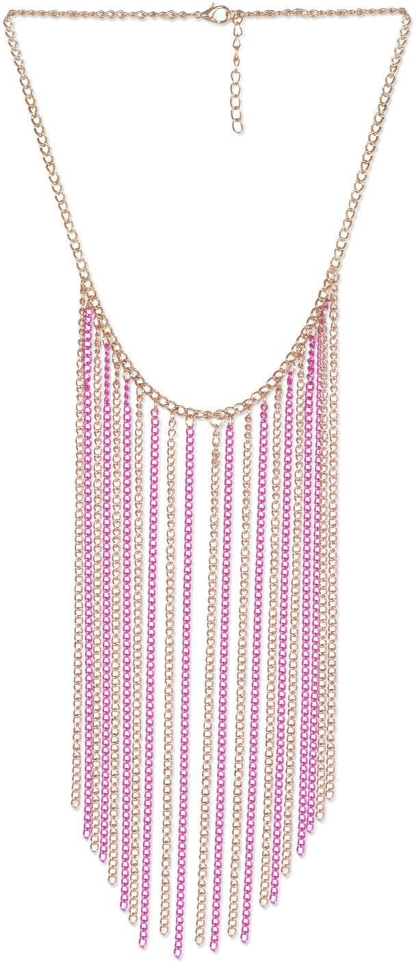 Fayon Neon Pink Tassel Alloy Necklace