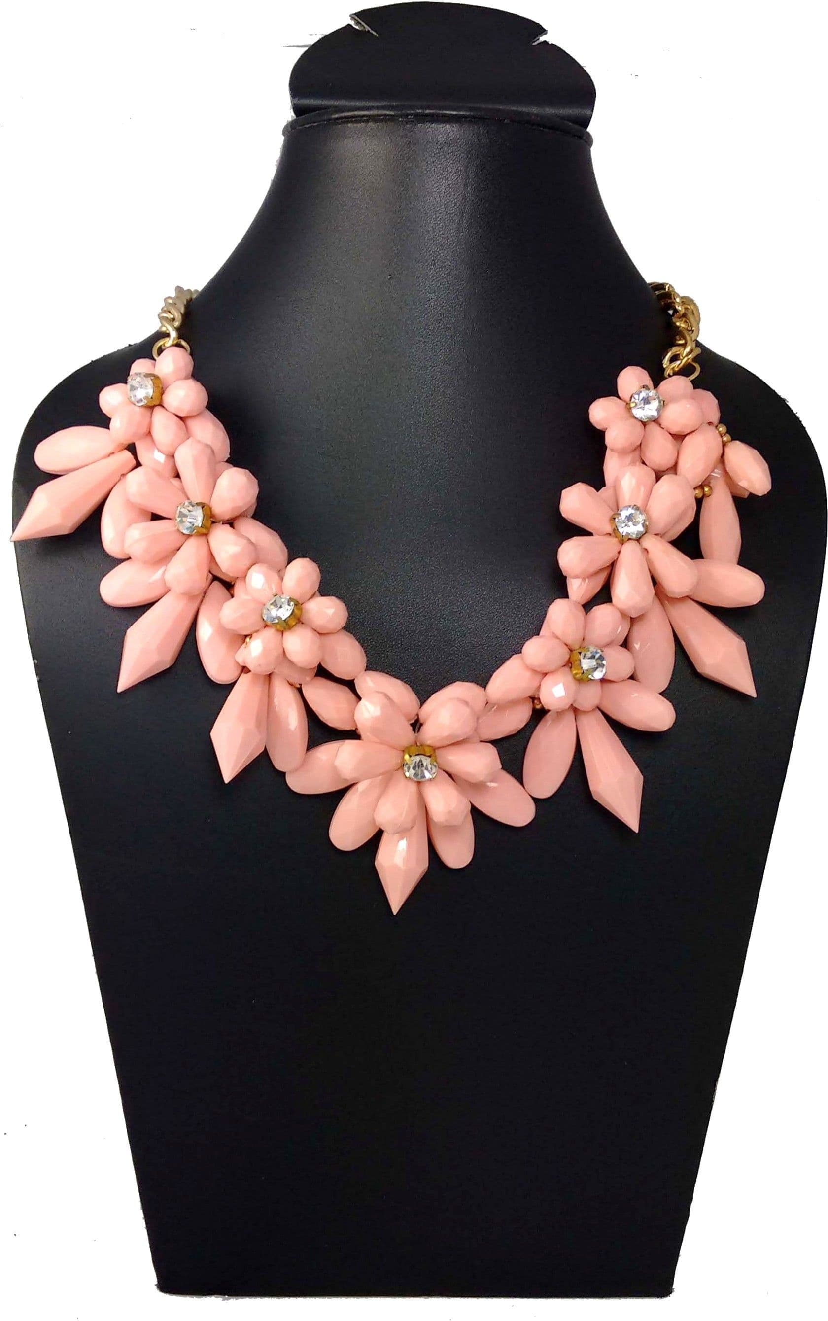 Hotpiper Designer Floral Design Cubic Zirconia Acrylic Necklace