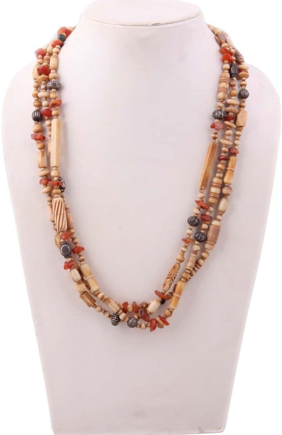Indian Charm Beads Bone, Glass Necklace
