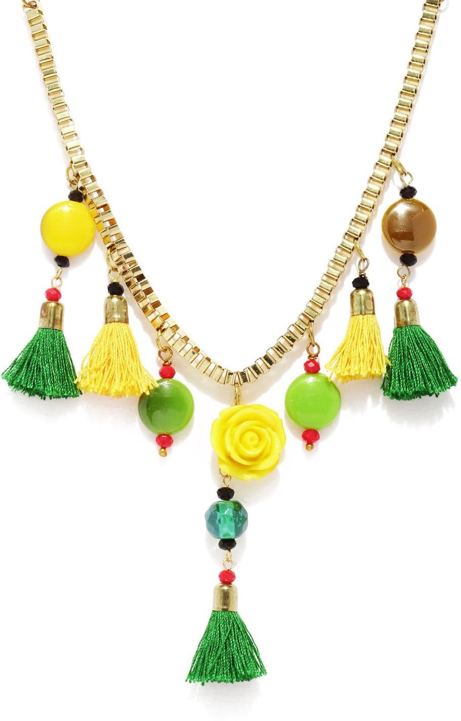 DressBerry Crystal Enamel Plated Metal Necklace
