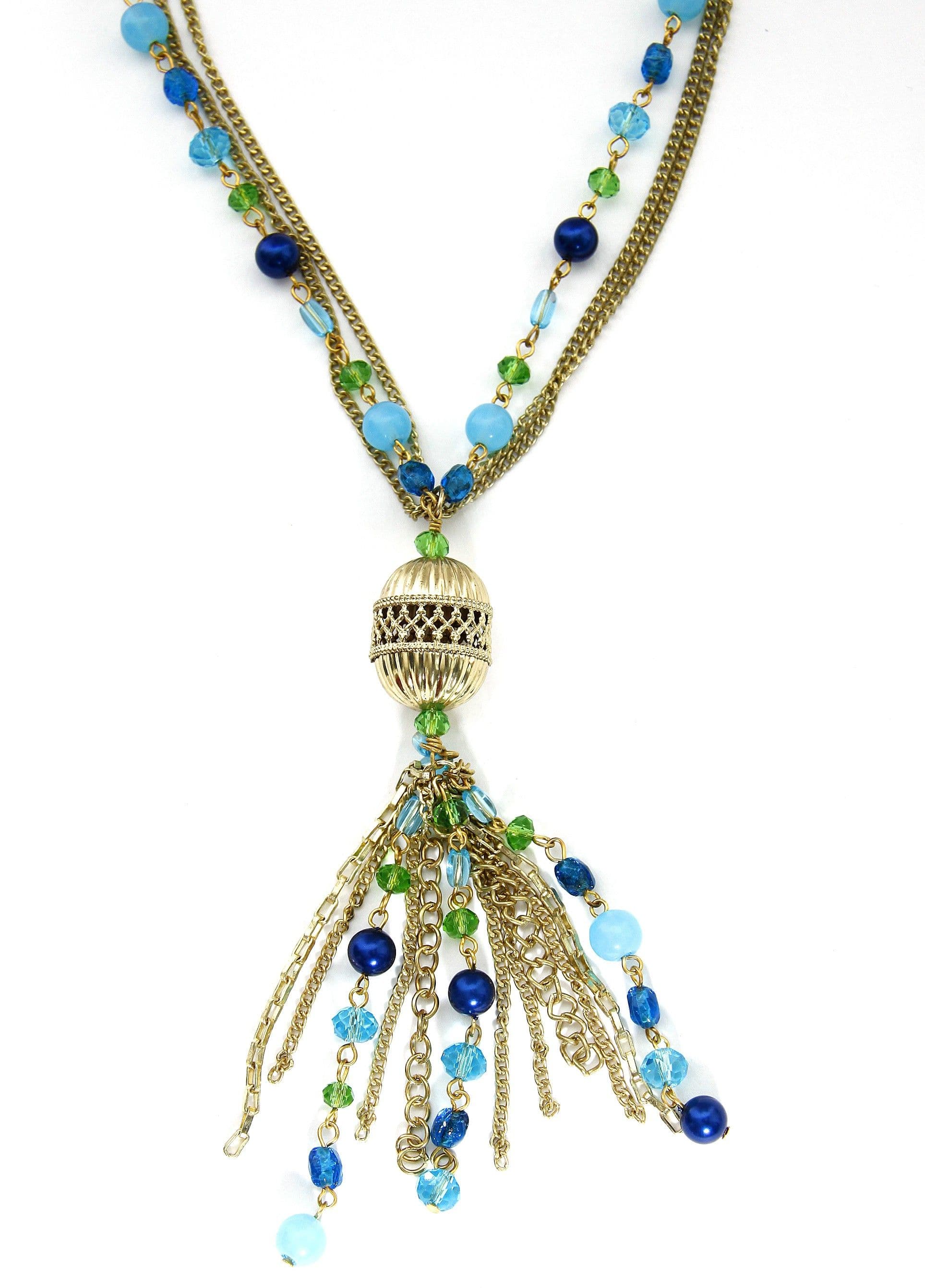 Galz4ever Dual Golden Chain & Beaded Alloy Necklace