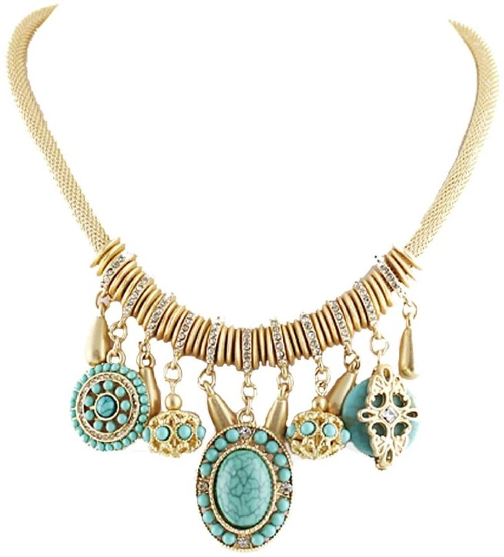Jewel Touch Mosaic Charm Alloy Necklace