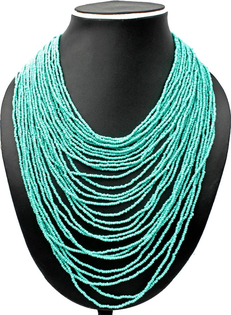 Joyeria Milan Blue Multistrand Resin Necklace