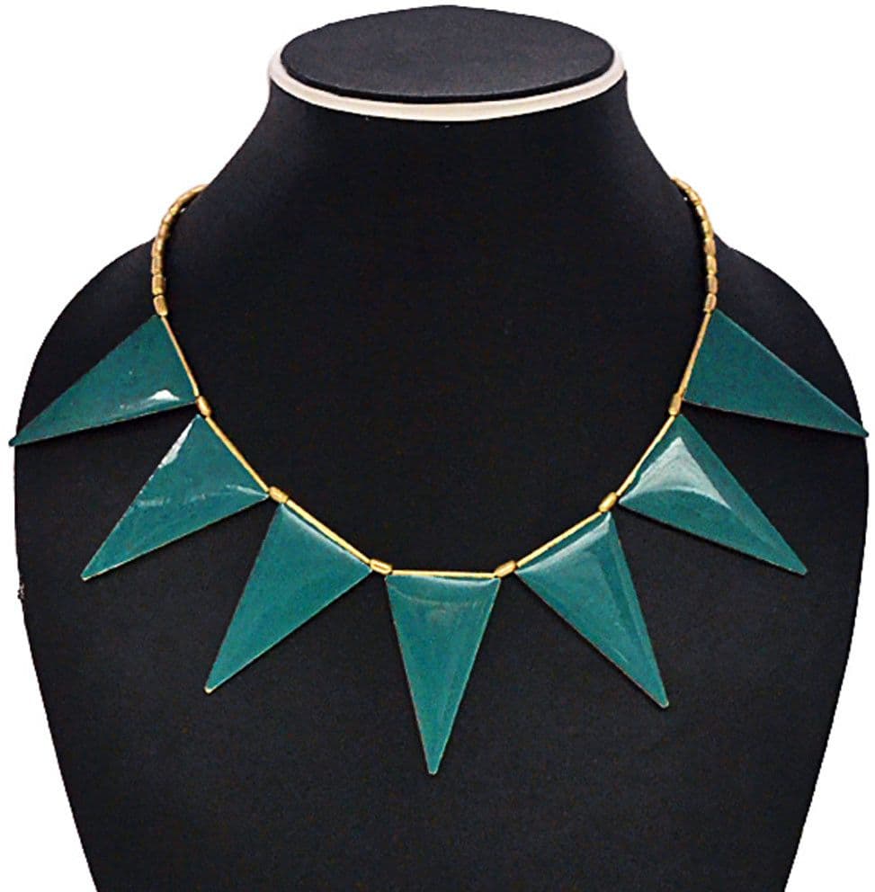 Joyeria Milan Blue Trangle Ncklace Resin Necklace