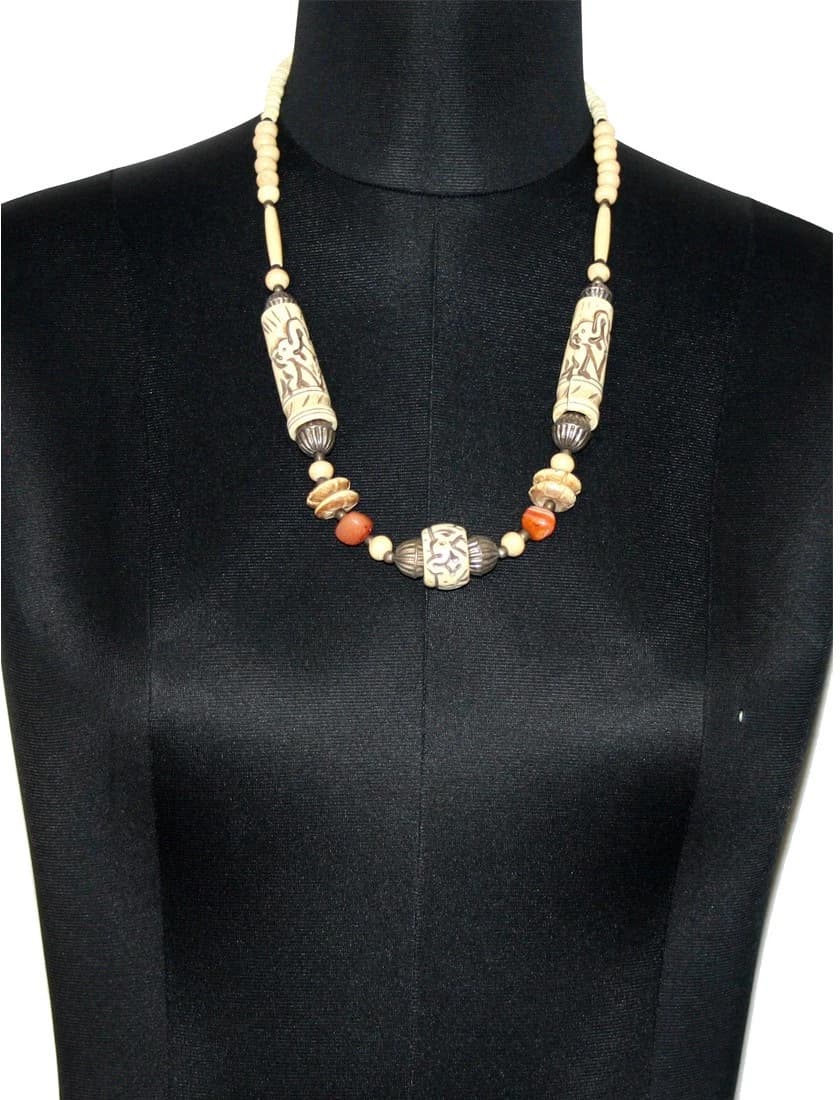 ETTI ESJ84_BEIGE Wood Necklace