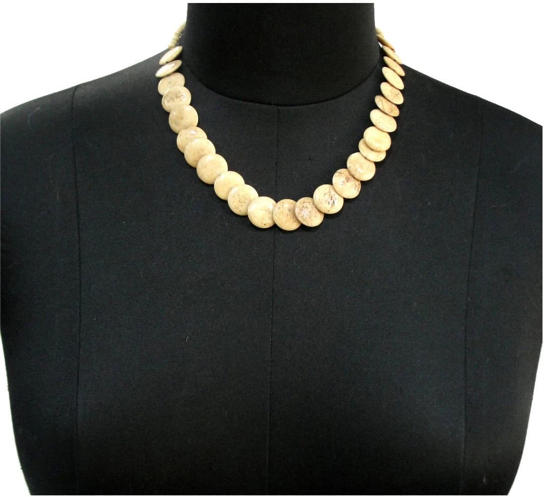ETTI Esj29_beige Wood Necklace