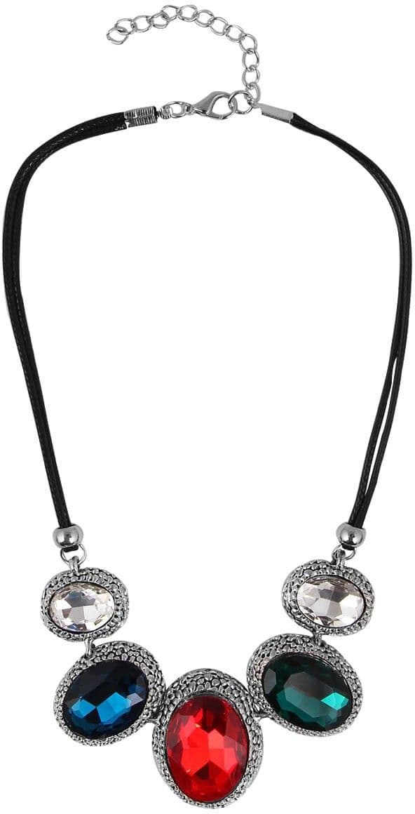 JEWELIZER Statement Crystal Silver Plated Alloy Necklace