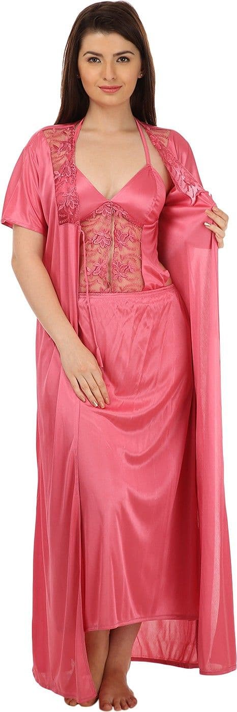 Embibo Women's Nighty with Robe, Top and Capri