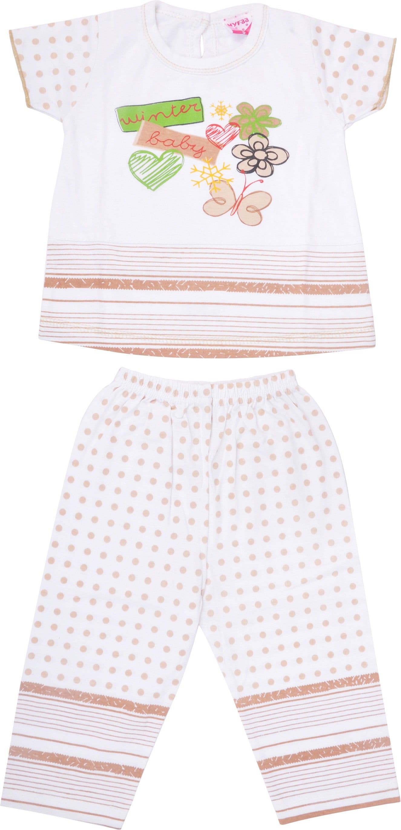 MYFAA Baby Girl's Printed Top & Pyjama Set