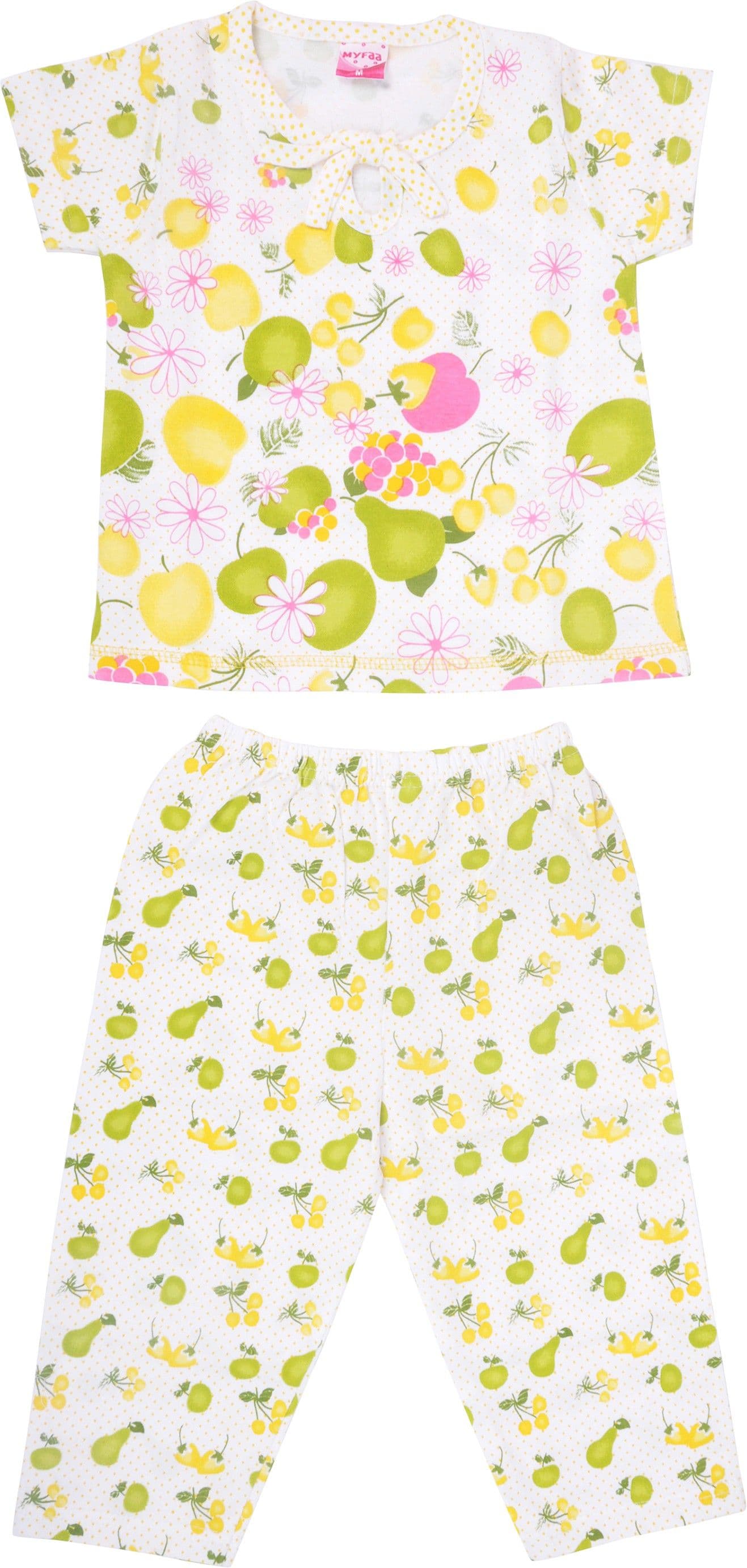 MYFAA Baby Girl's Printed Top & Pyjama Set