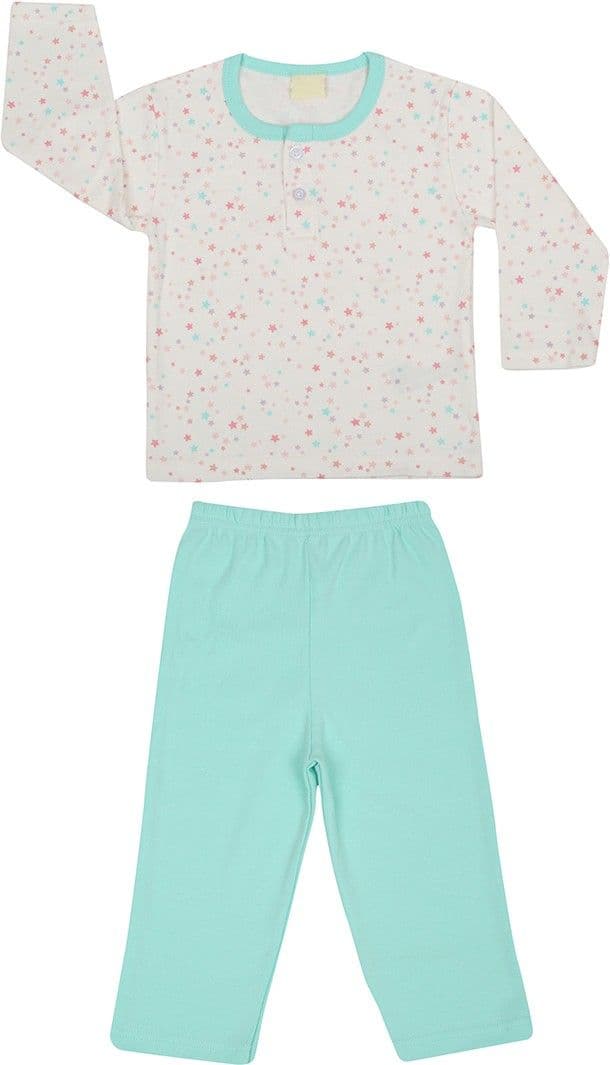 Mom and Kid Baby Girl's Printed Green Top & Pyjama Set