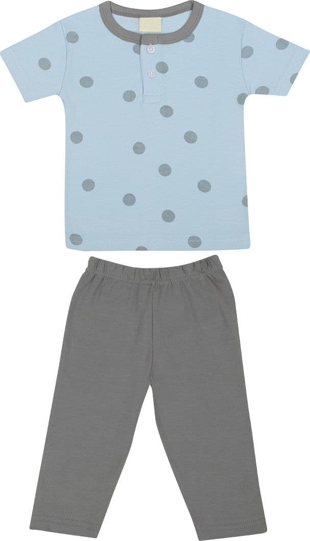 Mom and Kid Baby Girl's Printed Blue, Grey Top & Pyjama Set